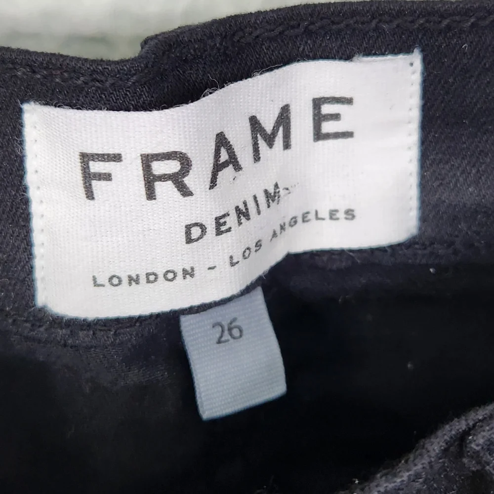 Frame Le Color Ripped Jeans In Film Noir - Picture 4 of 7